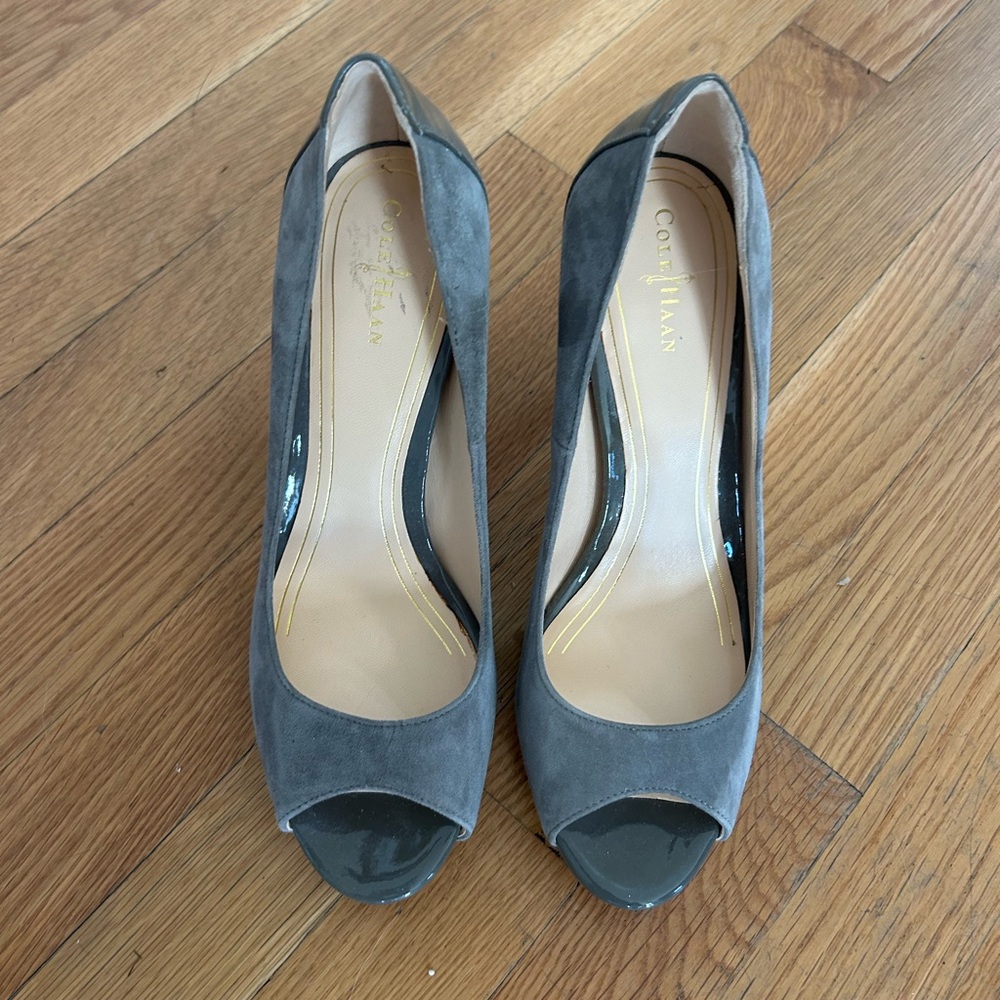Never worn Cole Haan Charcoal Peep Toe Heels size 8